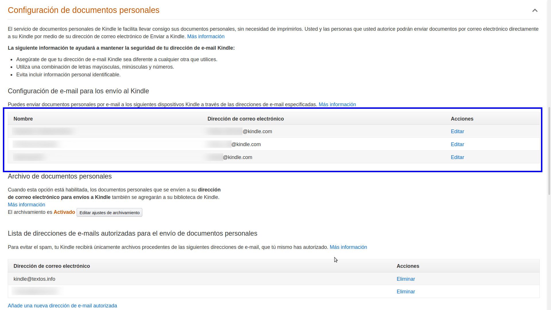 Dispositivos Kindle